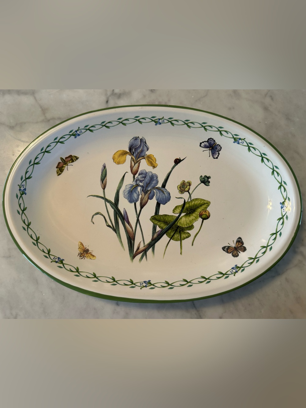 Botanic Garden Oval Serving Platter - White, Blue & Green Floral by Studio Novo